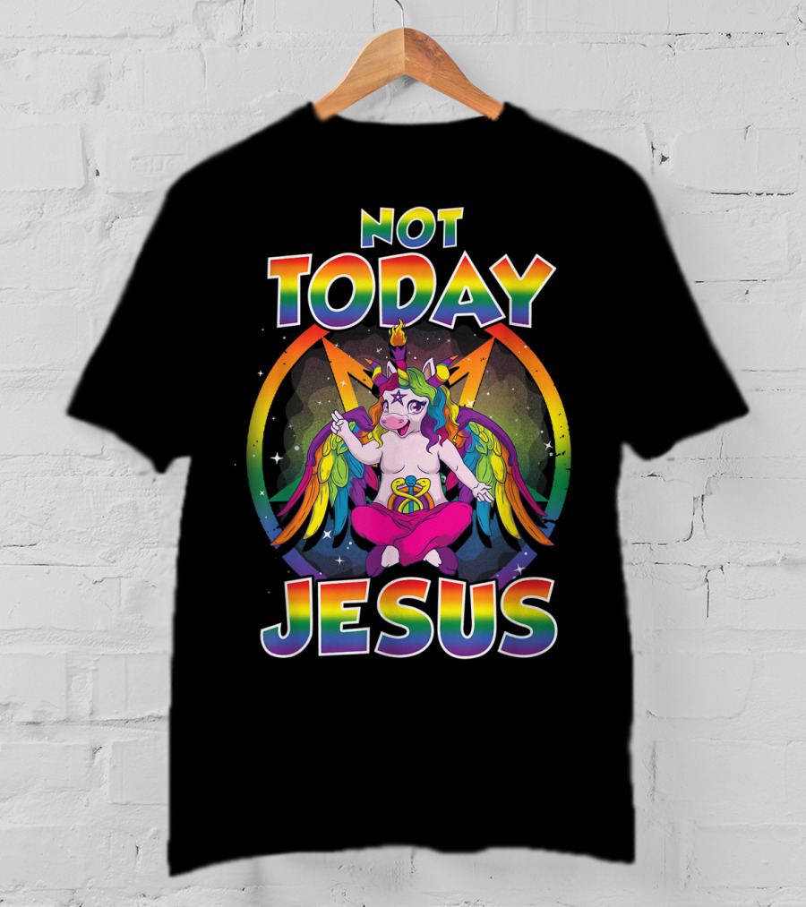 Not Today Jesus Baphomet Sigil Satanic Unicorn T-Shirt