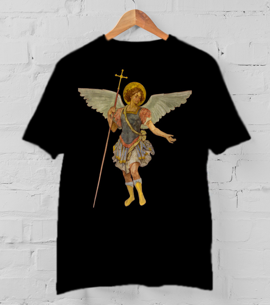 Beautiful Guardian Angel St Michael With Wings And Halo Protection T-Shirt