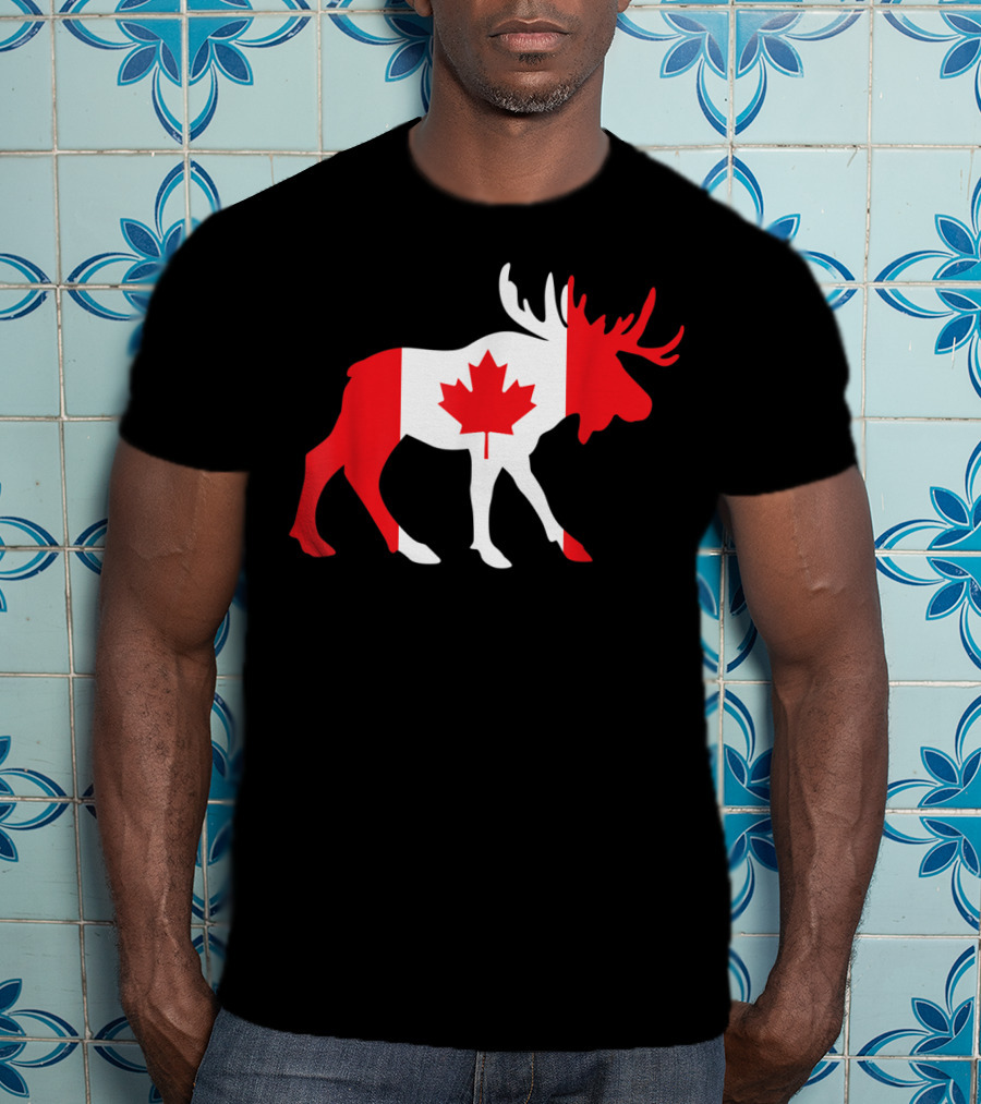 Canada Moose Flag Maple Leaf T-Shirt