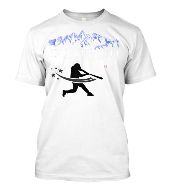 Colorado Baseball Player With Rocky Mountain T-Shirt