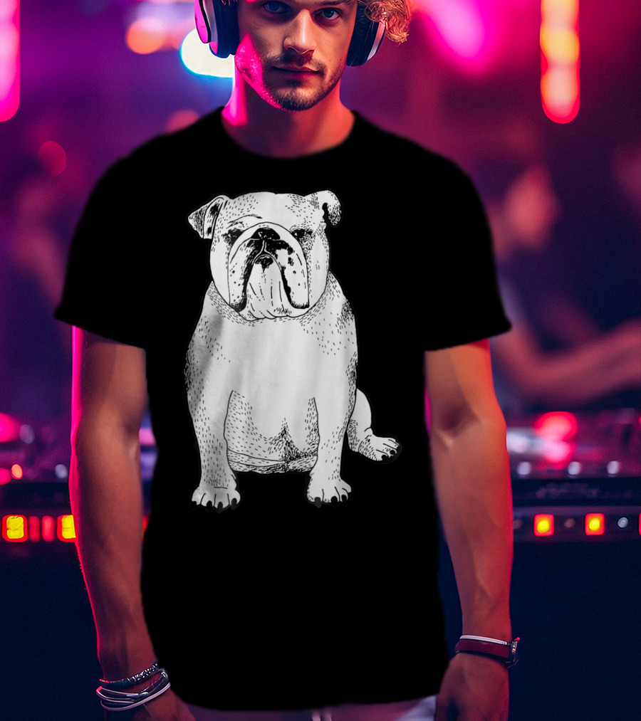 English Bulldog Dog Lover Owner Art Sketch T-Shirt