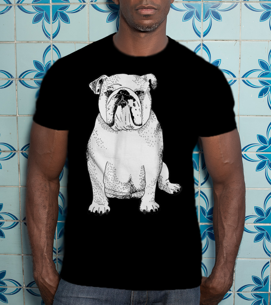 English Bulldog Dog Lover Owner Art Sketch T-Shirt