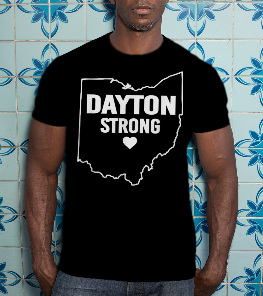 Dayton Strong Ohio Map 937 Heart Symbol For Disaster Support T-Shirt