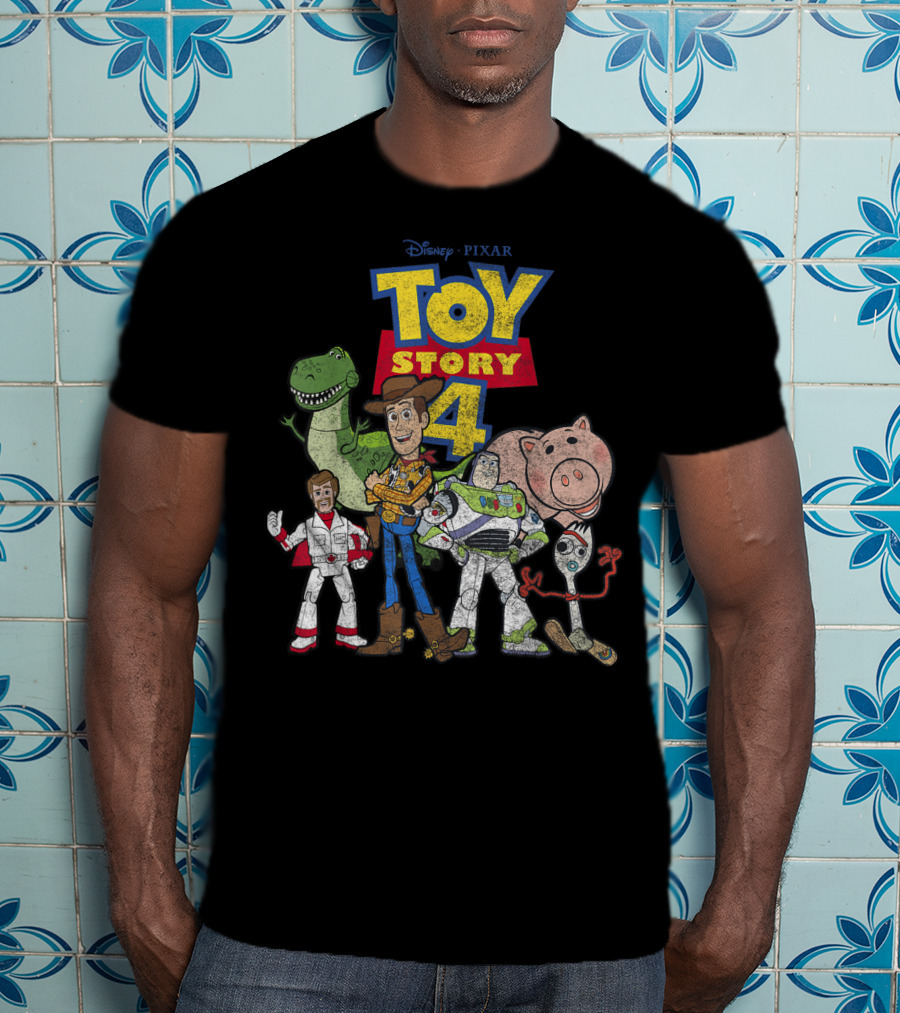 Disney Pixar Toy Story 4 Woody Buzz Rex Hamm Forky Duke Caboom T-Shirt