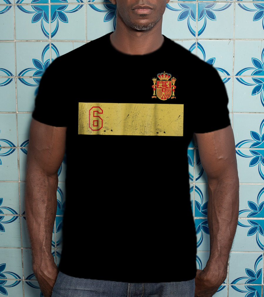 Espana Roja Futbol Camiseta Number 6 Crest T-Shirt