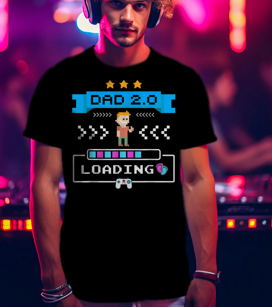 Dad 2.0 Loading Gamer Dad Again Cute 2nd Time Dad T-Shirt