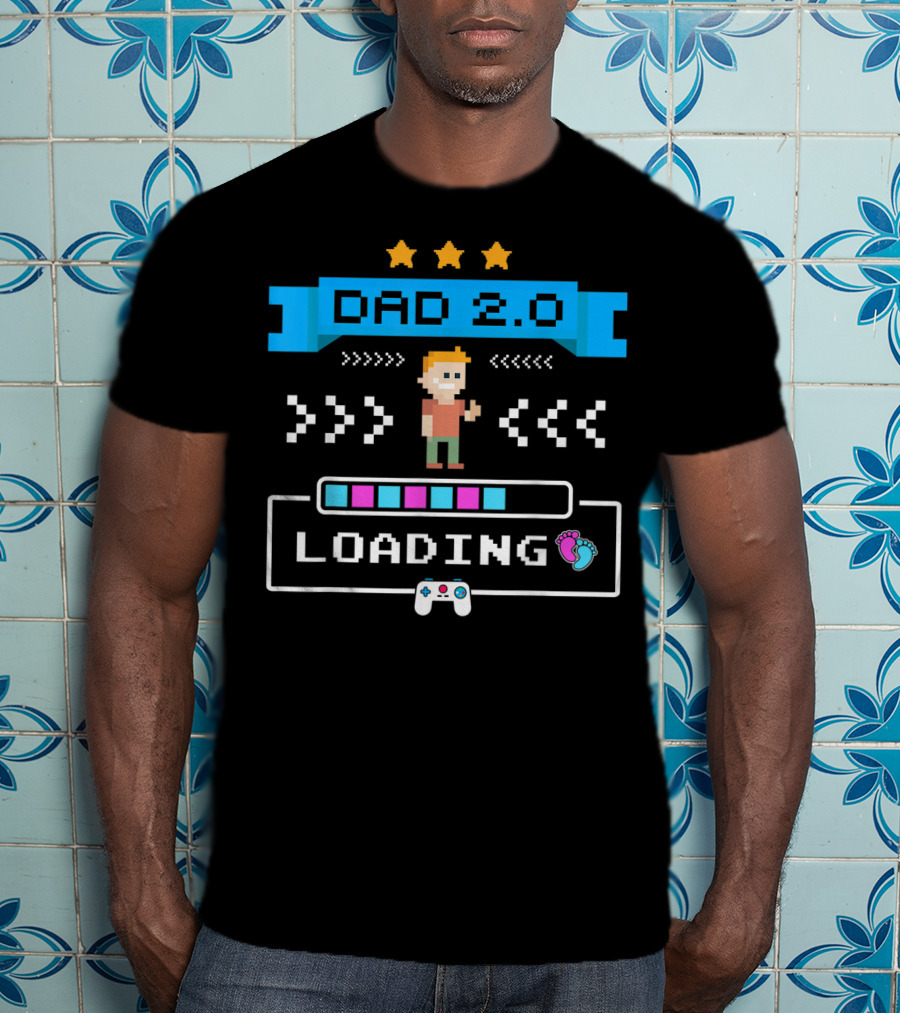 Dad 2.0 Loading Gamer Dad Again Cute 2nd Time Dad T-Shirt