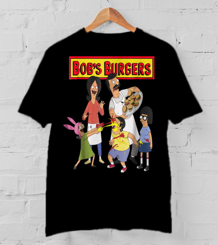Bob's Burgers Family Fun Chaos With Burgers And Condiments T-Shirt