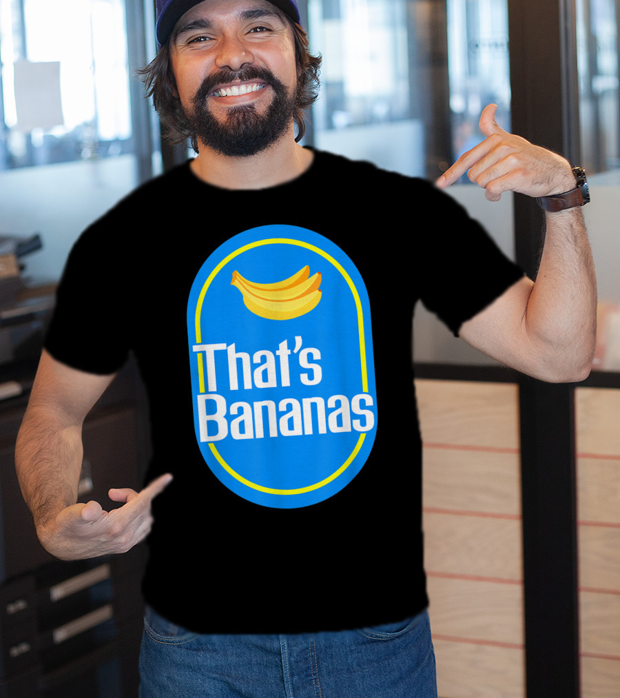 Funny That's Bananas Banana Sticker Blue Oval T-Shirt