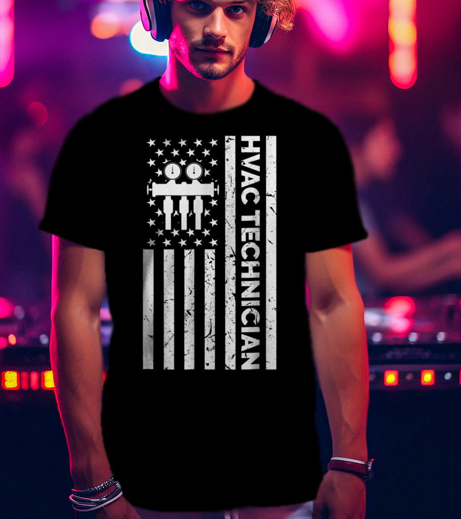 American Flag HVAC Technician T-Shirt