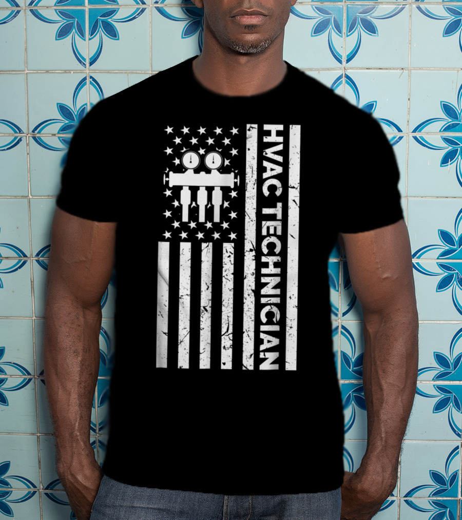 American Flag HVAC Technician T-Shirt