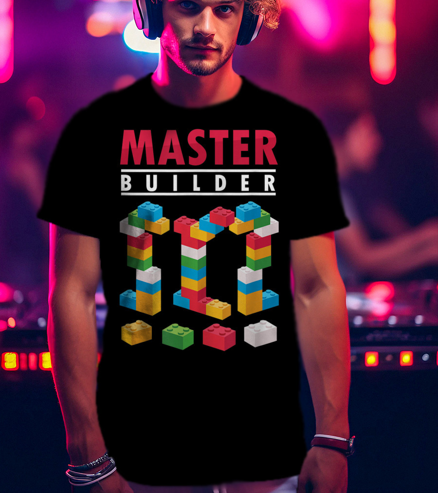 Master Builder Colorful Building Blocks Iconic T-Shirt