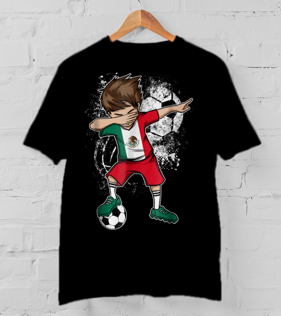 Dabbing Boy Mexico Soccer Mexican Jersey Football Player T-Shirt
