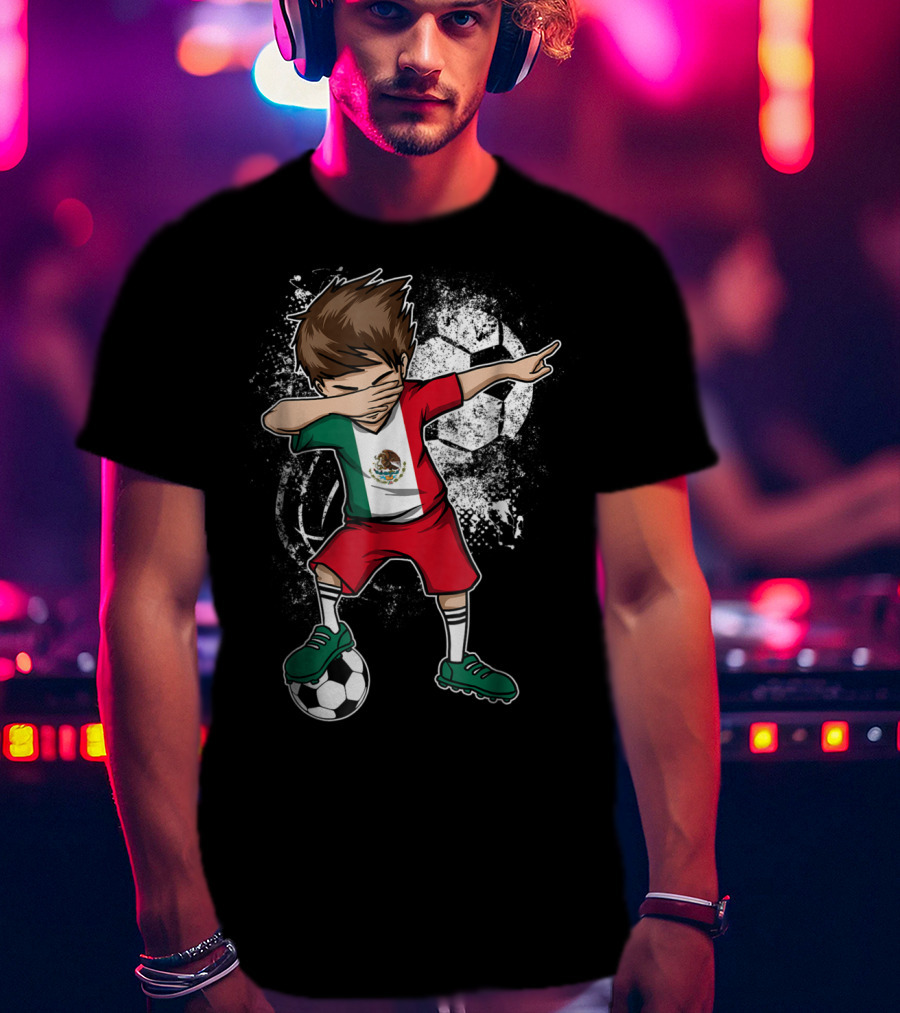 Dabbing Boy Mexico Soccer Mexican Jersey Football Player T-Shirt