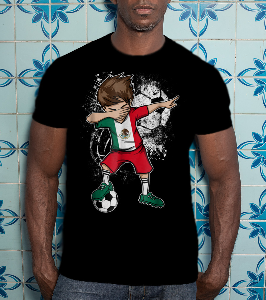 Dabbing Boy Mexico Soccer Mexican Jersey Football Player T-Shirt