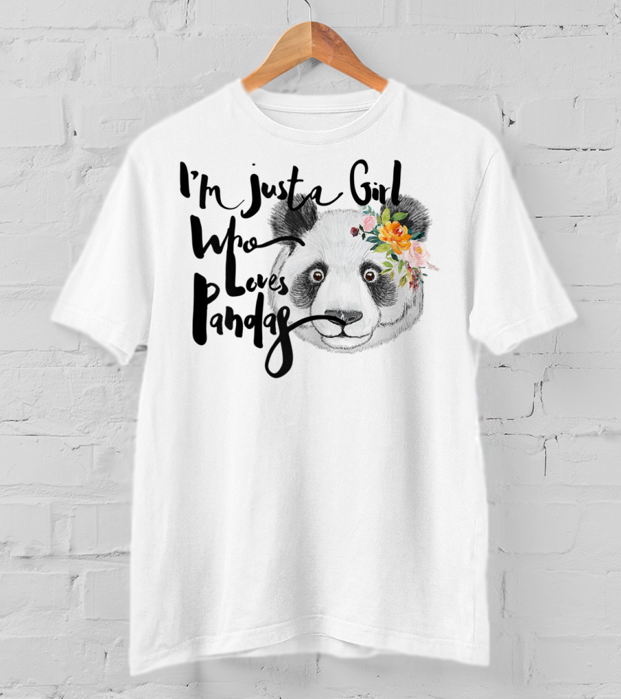 I'm Just A Girl Who Loves Pandas With Floral Crown T-Shirt