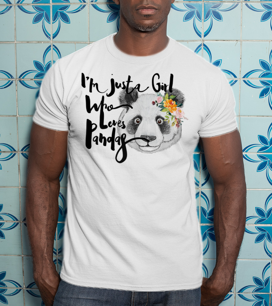 I'm Just A Girl Who Loves Pandas With Floral Crown T-Shirt