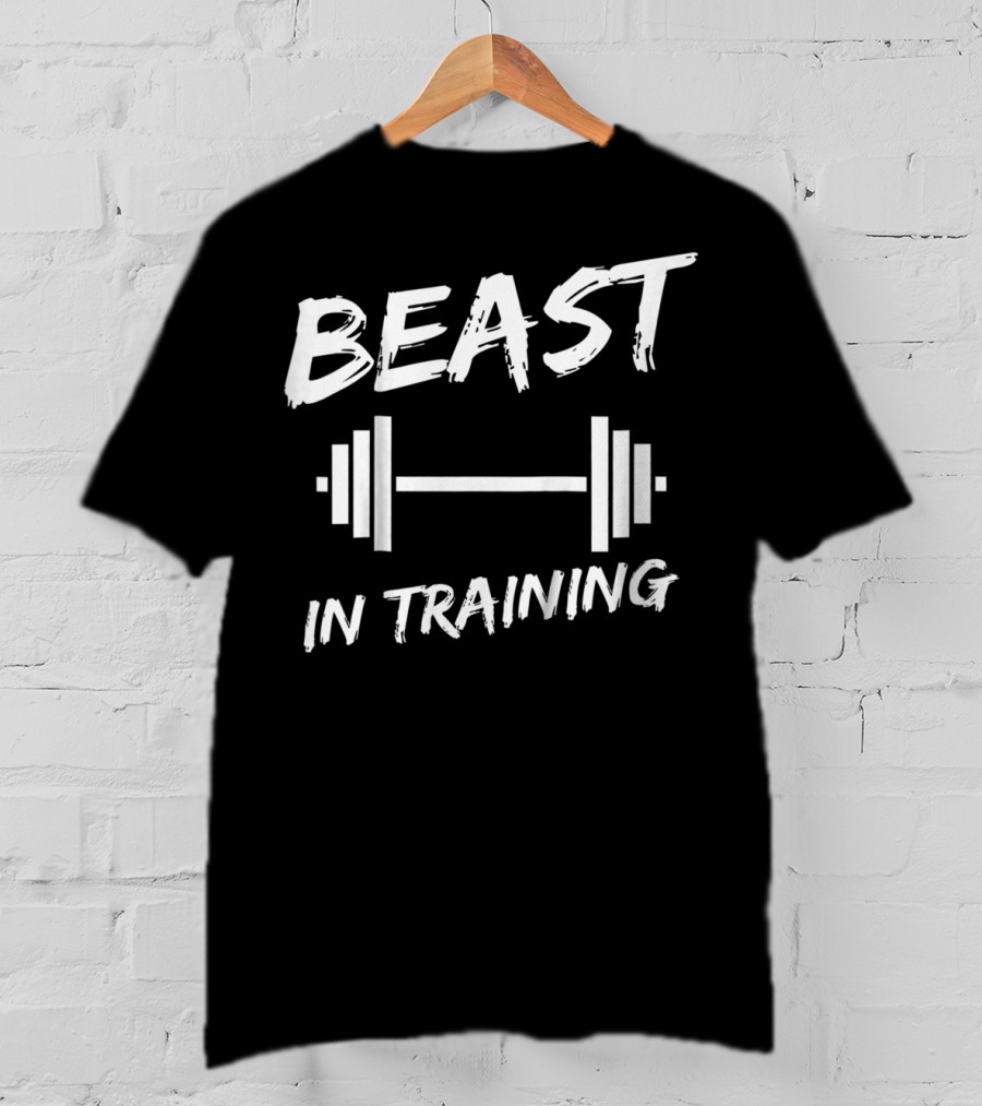 Beast In Training Barbell Motivational Kids Father And Son Fitness T-Shirt