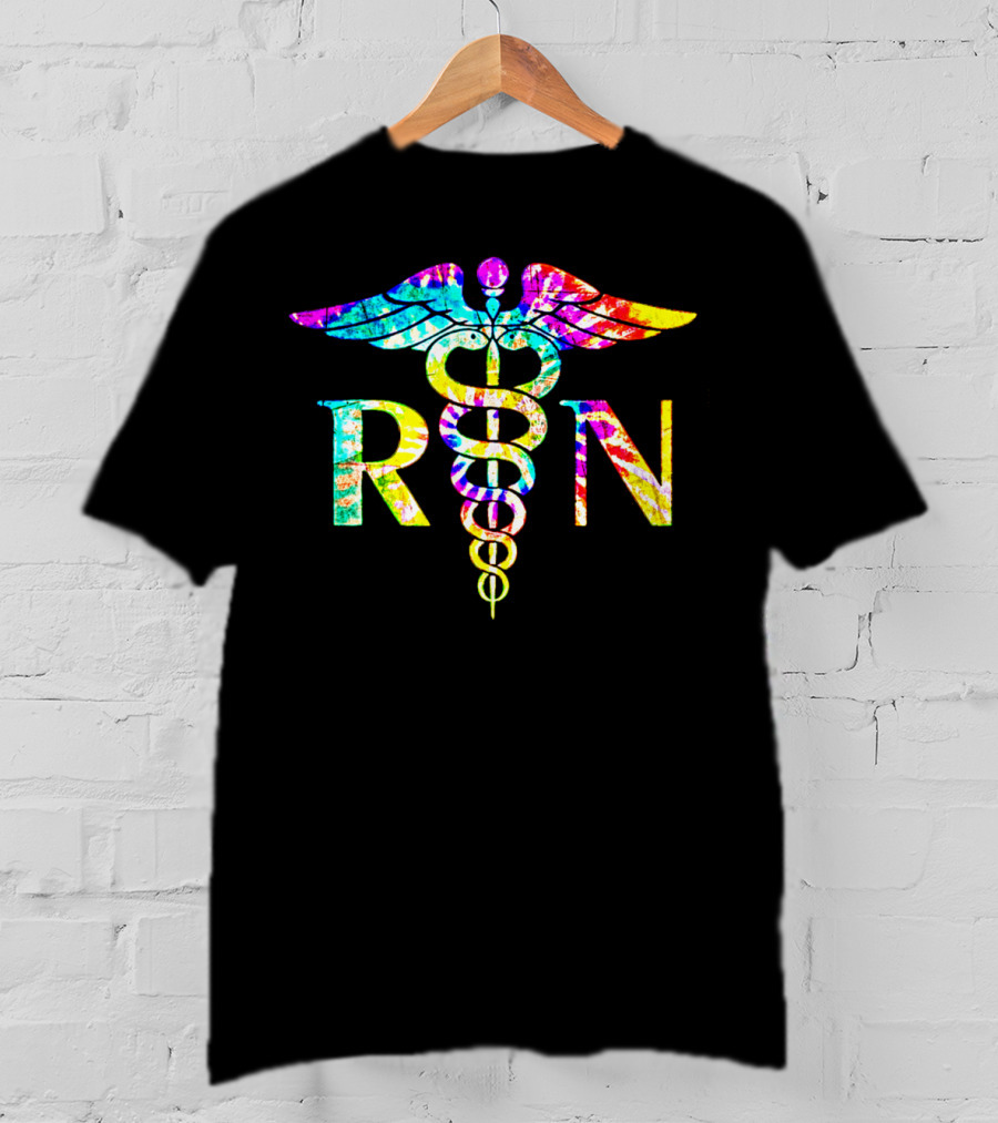 Lovely RN Registered Nurse Caduceus Tie Dye T-Shirt