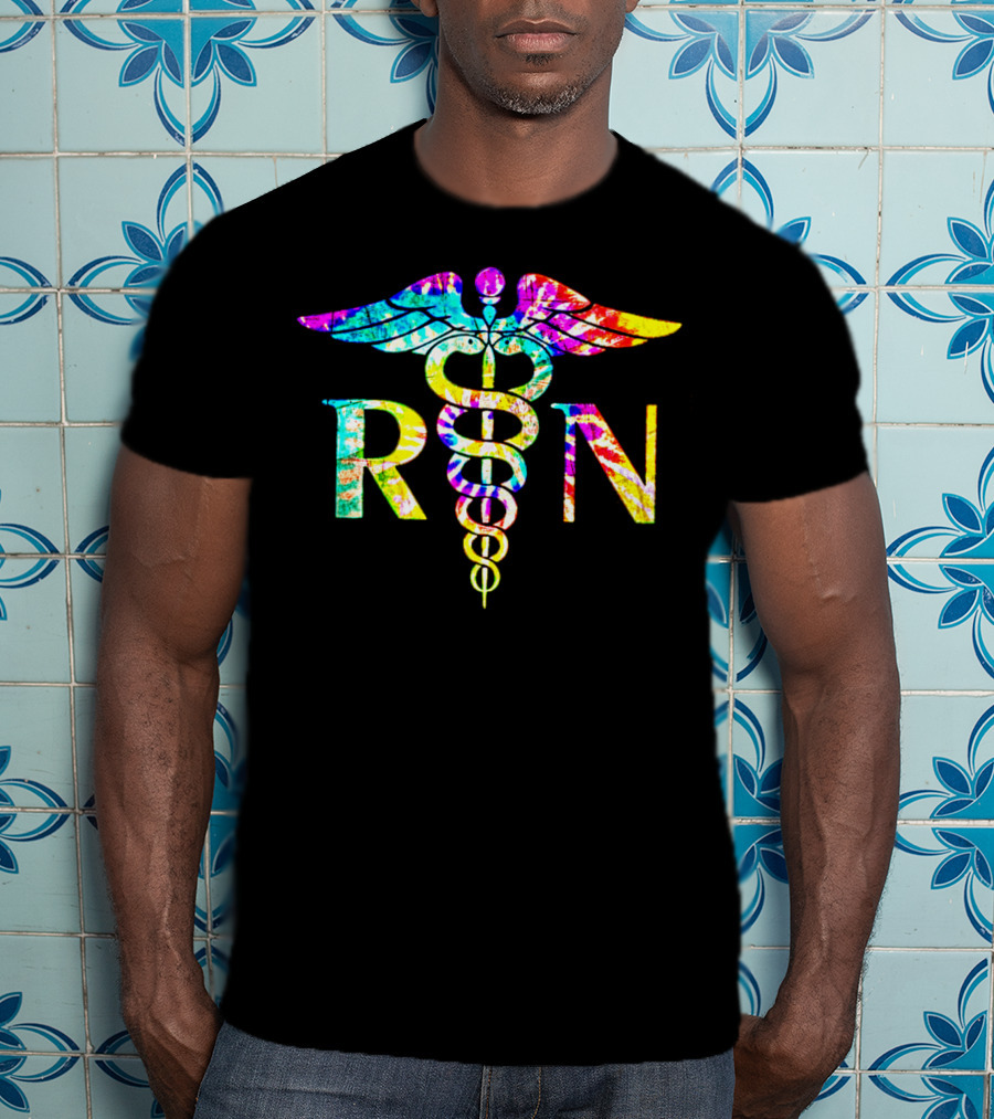 Lovely RN Registered Nurse Caduceus Tie Dye T-Shirt