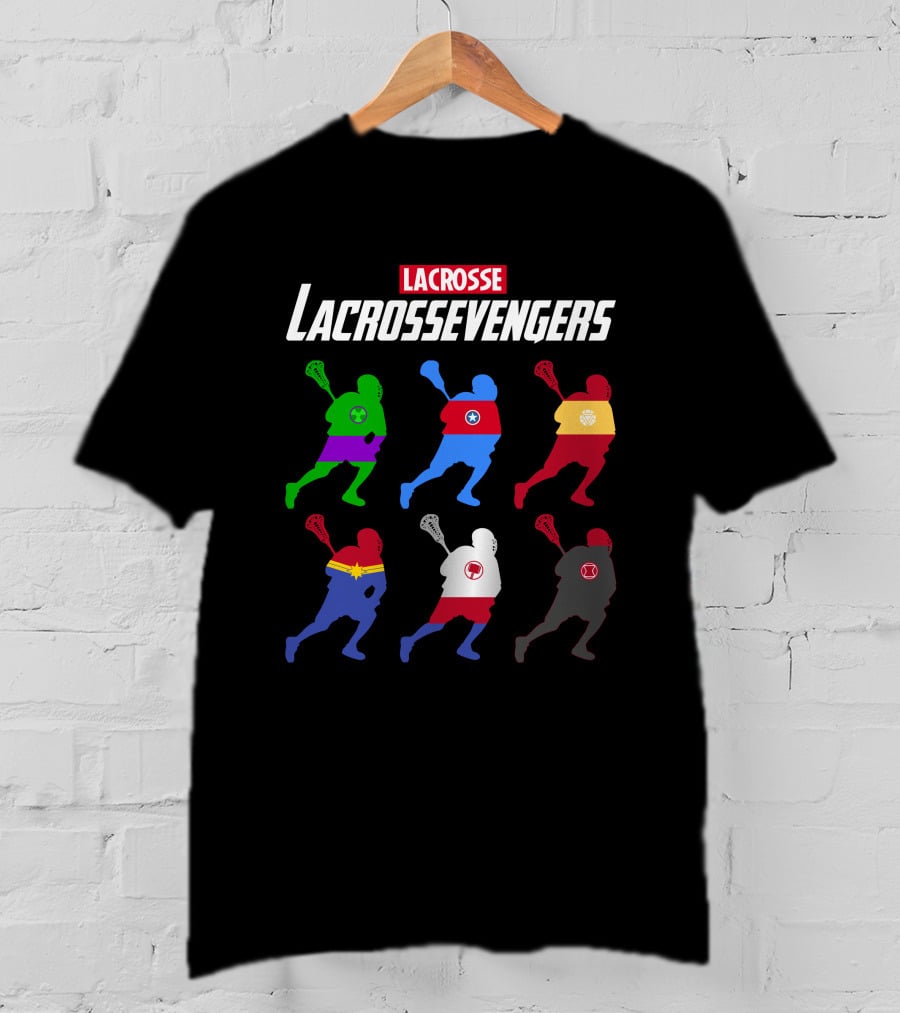 Lacrosse Avengers Superheroes Team Silhouettes T-Shirt