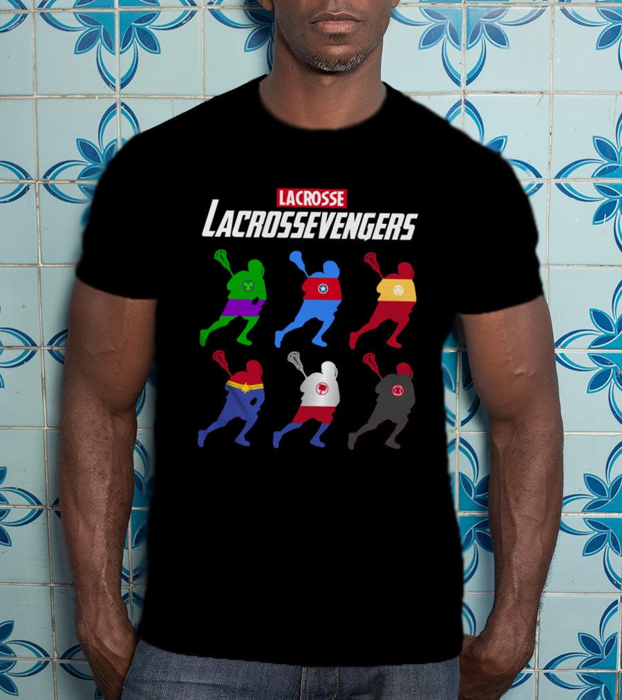 Lacrosse Avengers Superheroes Team Silhouettes T-Shirt