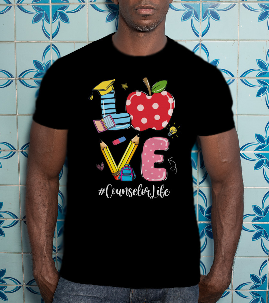 LOVE Apple Pencil School #CounselorLife T-Shirt