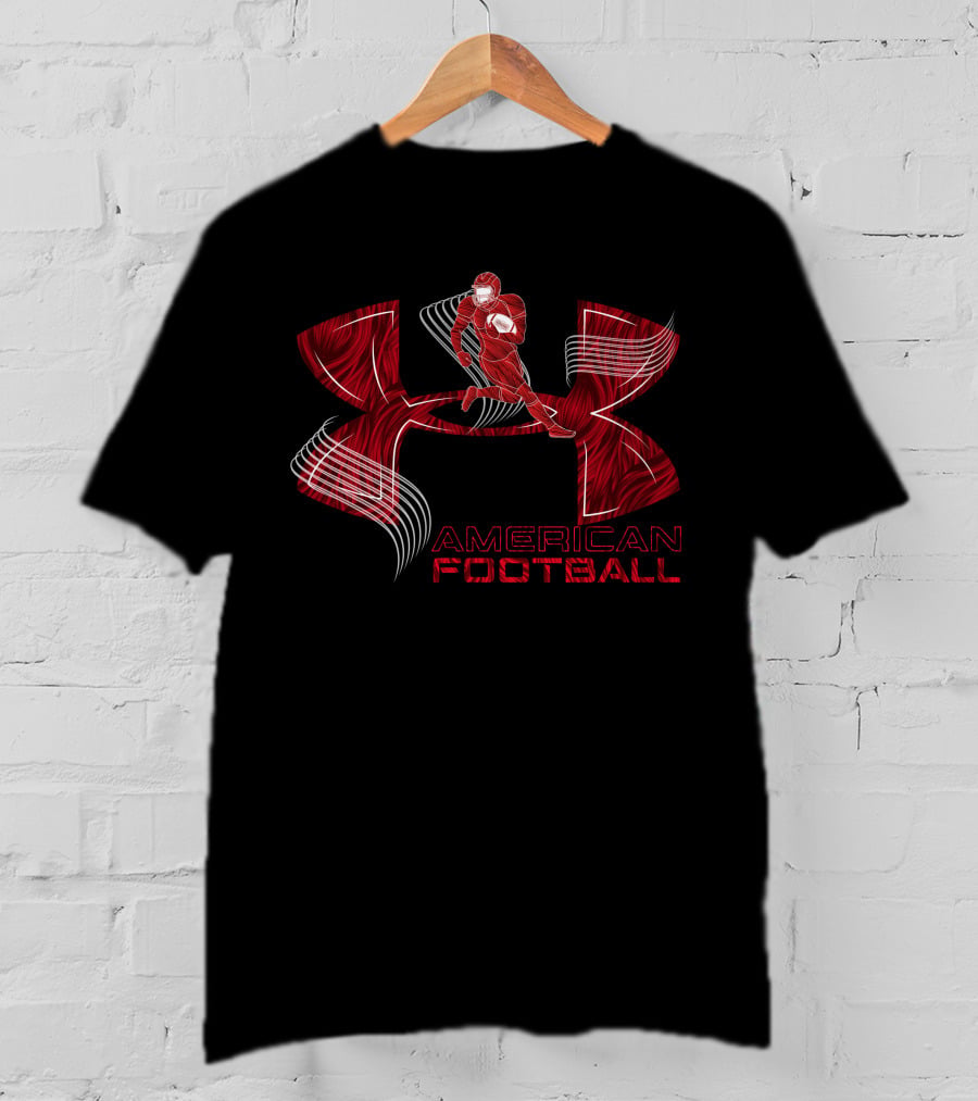 American Football Under Armor-Inspired Red Player T-Shirt