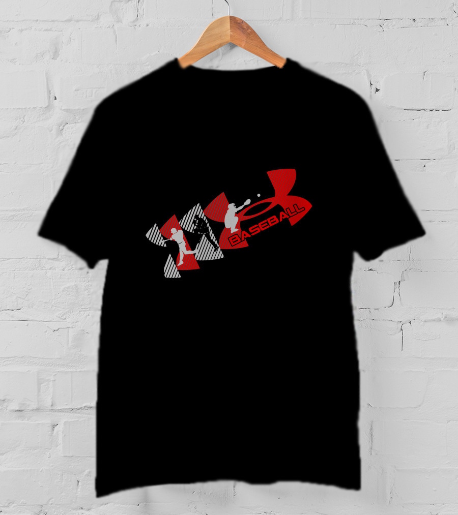 Under Armour Baseball Player Silhouettes Red And Gray T-Shirt