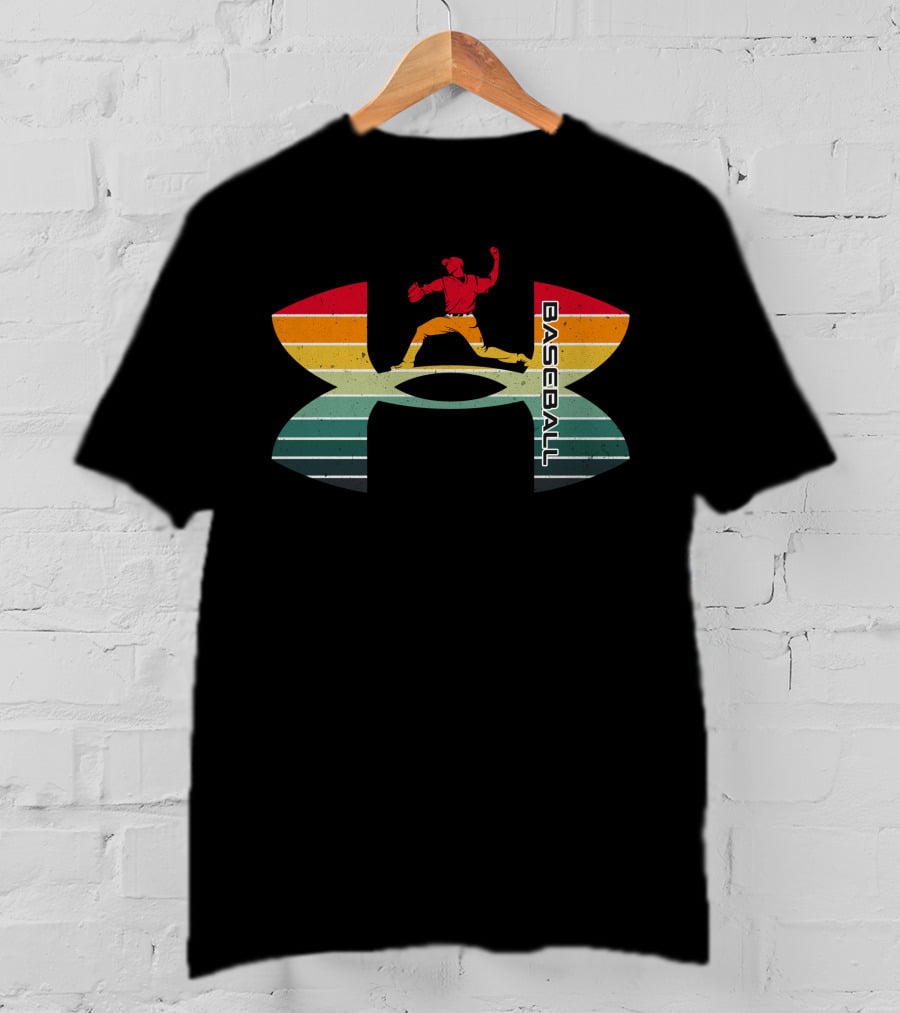 Under Armour Baseball Rainbow Pitcher Retro Vintage T-Shirt