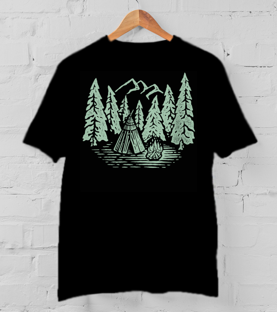 Campfire In A Forest Of Jungle Trees T-Shirt