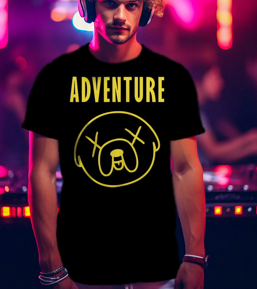 ADVENTURE PUG BAND Face Drawing T-Shirt