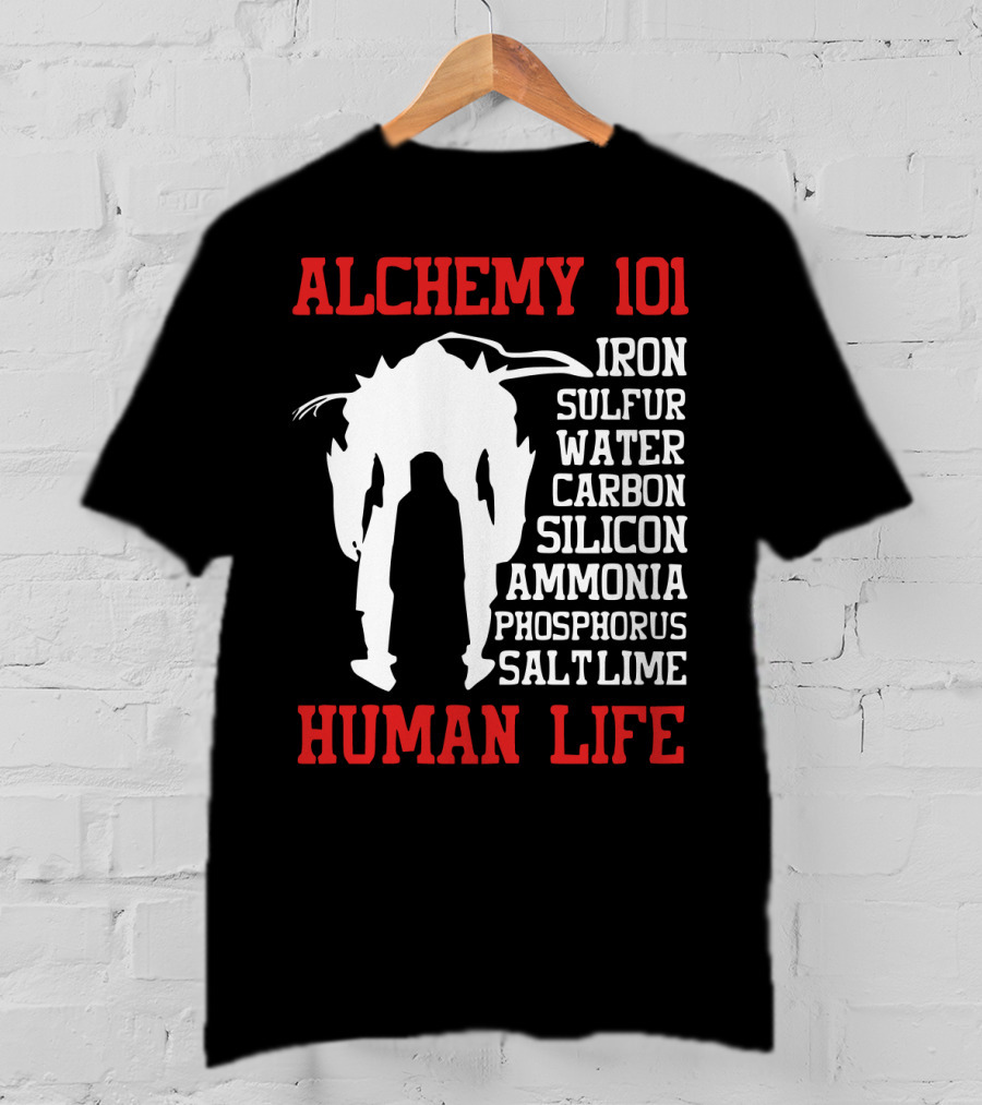 Alchemy 101 Human Life Iron Sulfur Water Carbon Silicon Ammonia Phosphorus Salt Lime T-Shirt