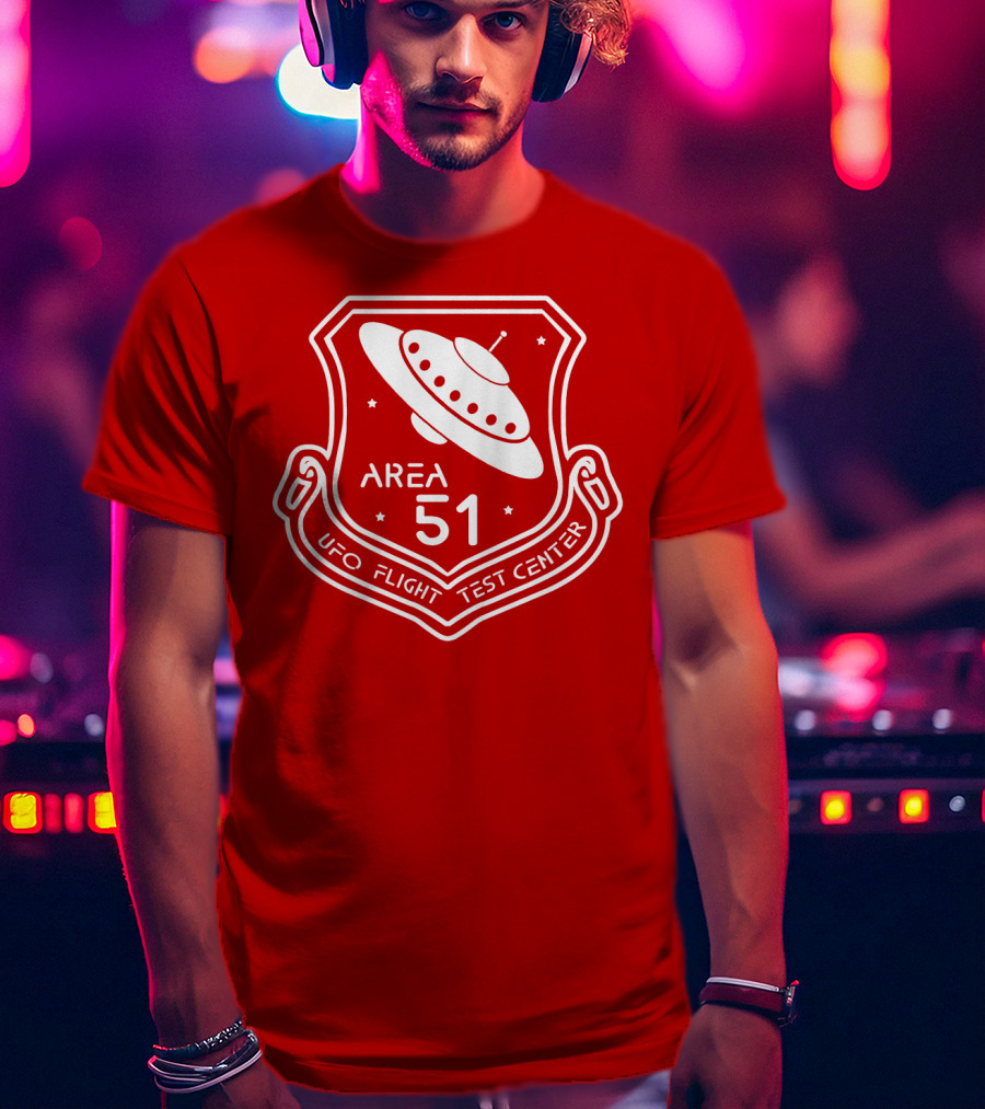 Area 51 UFO Flight Test Center Badge With Flying Saucer Emblem T-Shirt