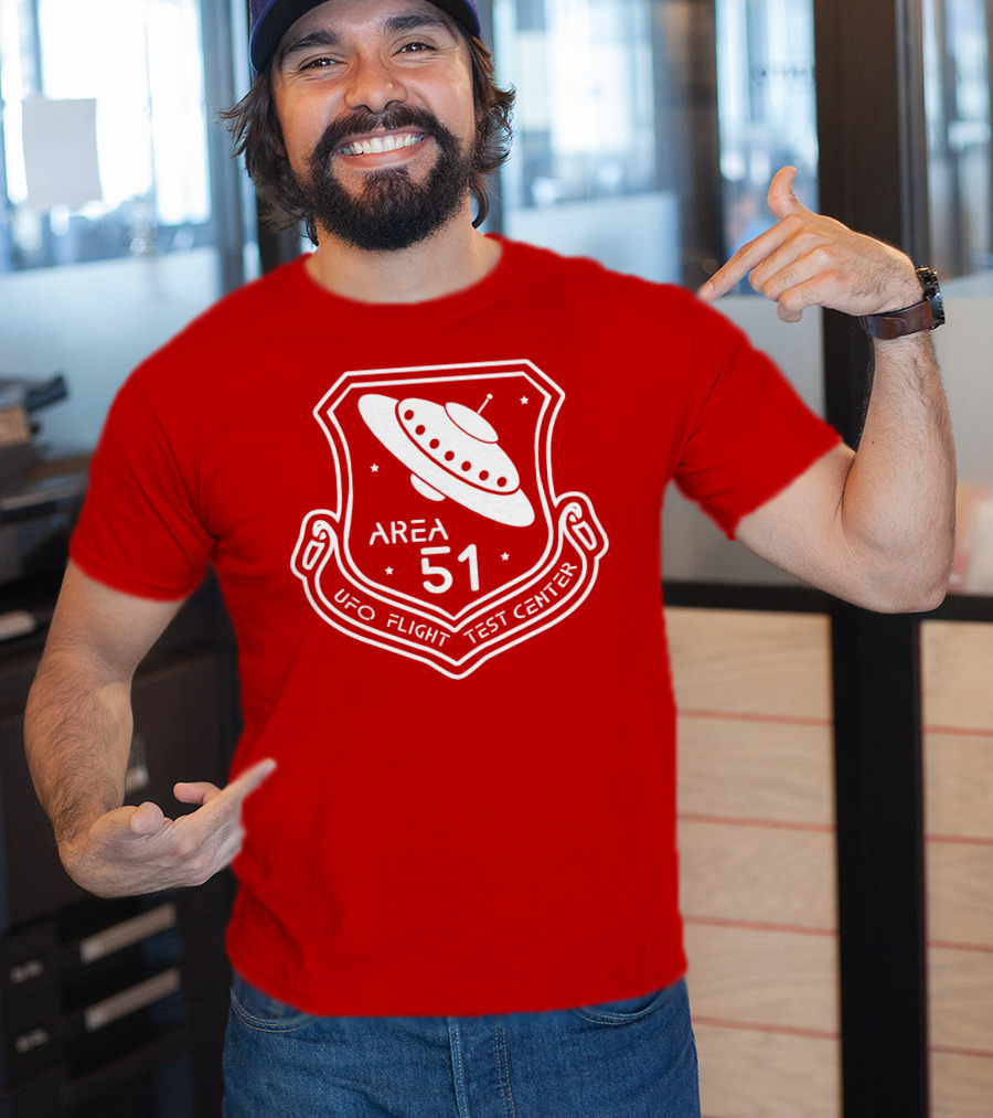 Area 51 UFO Flight Test Center Badge With Flying Saucer Emblem T-Shirt