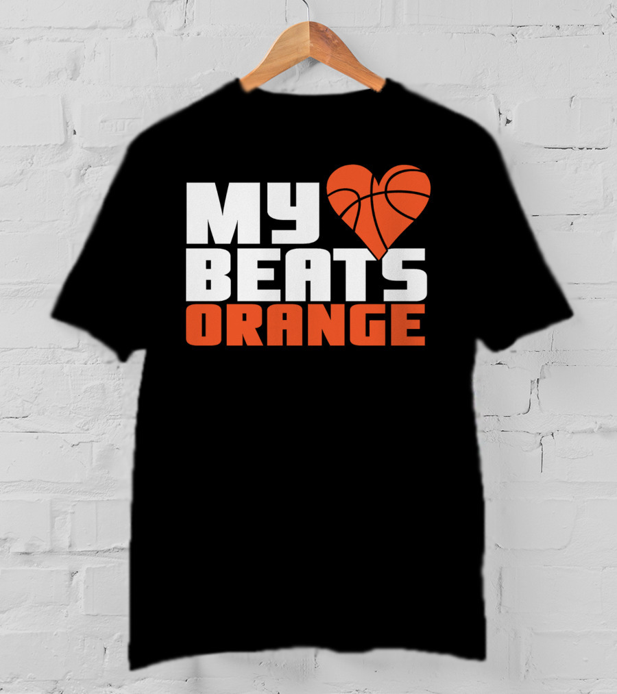 My Heart Beats Orange Basketball T-Shirt