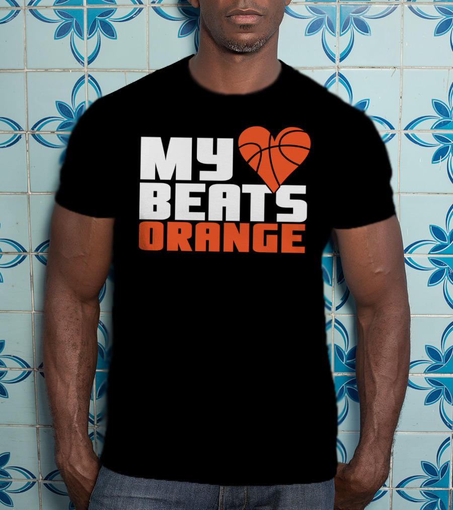 My Heart Beats Orange Basketball T-Shirt