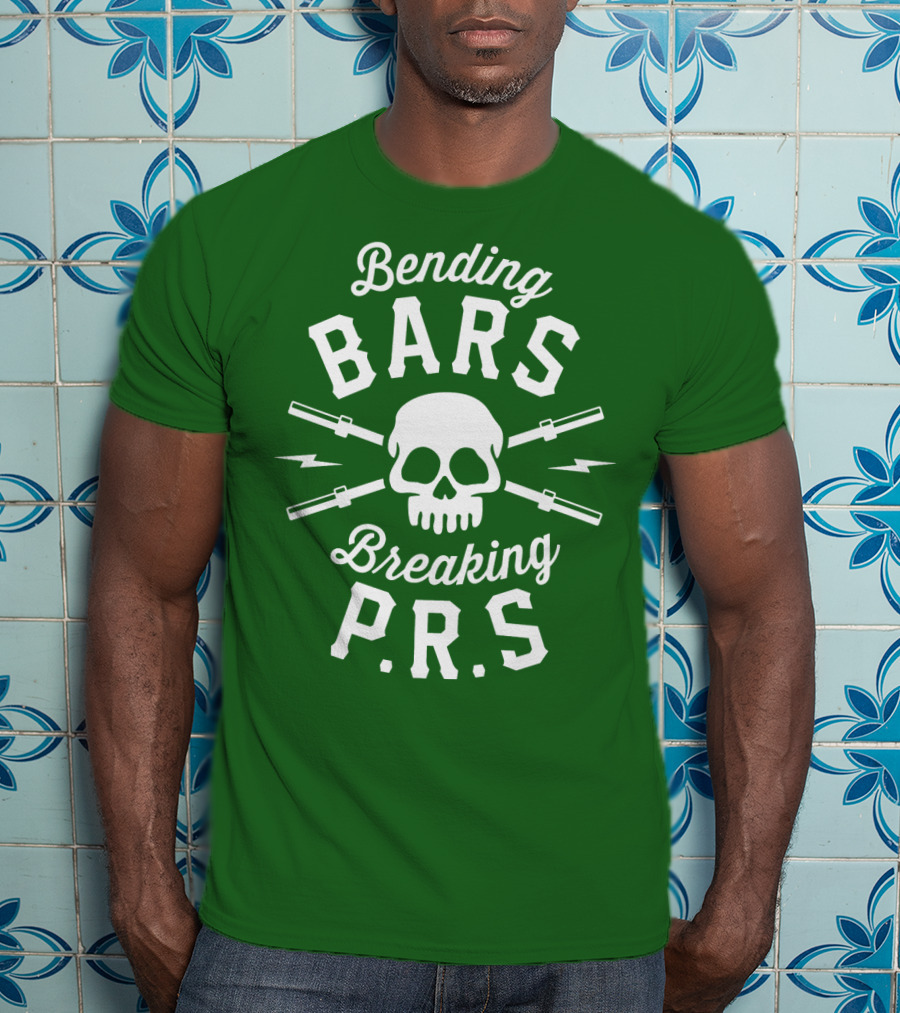 Bending Bars Breaking PRs Skull With Barbells T-Shirt