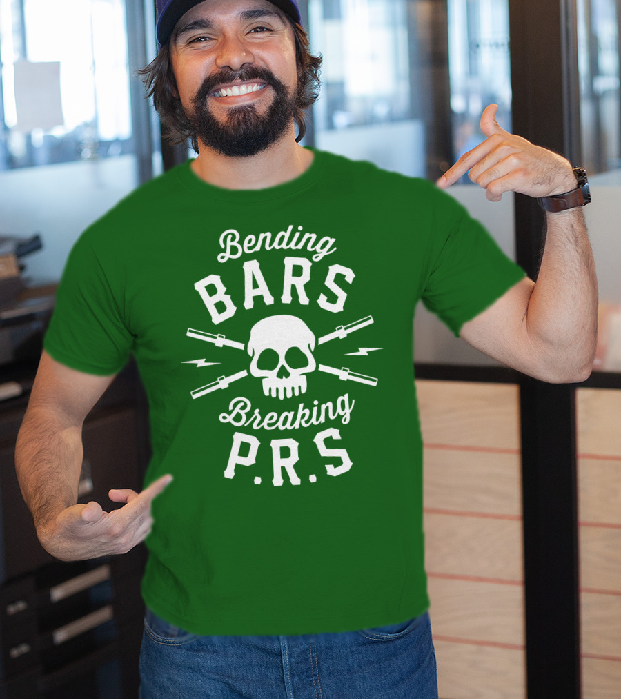 Bending Bars Breaking PRs Skull With Barbells T-Shirt