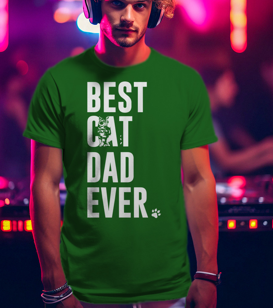 BEST CAT DAD EVER Cat And Paw T-Shirt