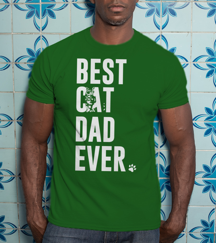 BEST CAT DAD EVER Cat And Paw T-Shirt