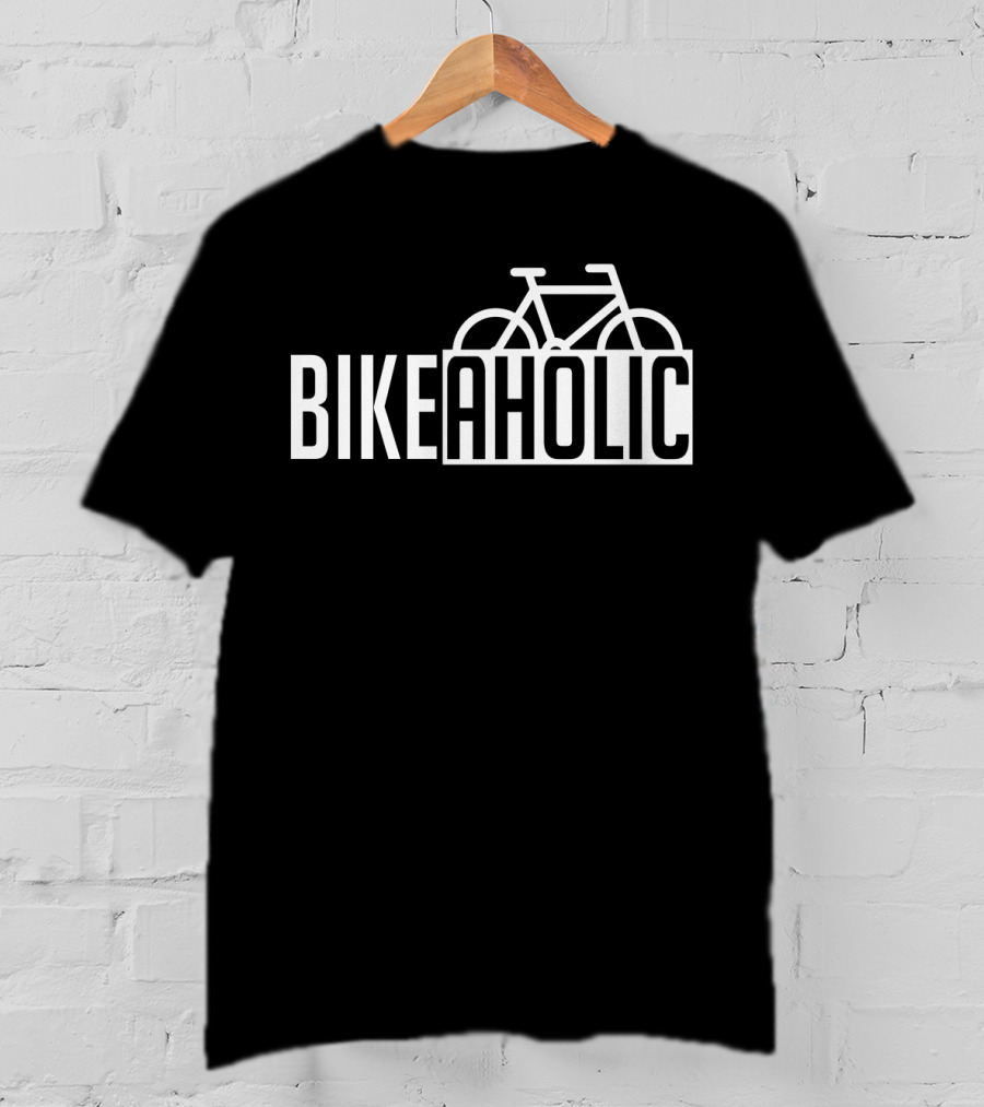 Bikeaholic Bike Typography With Bicycle T-Shirt