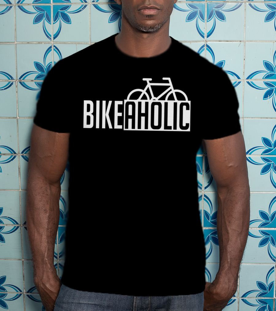 Bikeaholic Bike Typography With Bicycle T-Shirt