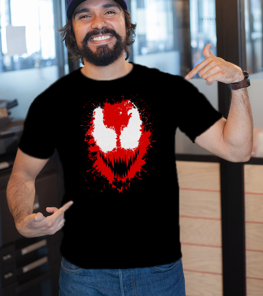 Carnage Marvel Villain Symbiote Red And Black Iconic Mask T-Shirt