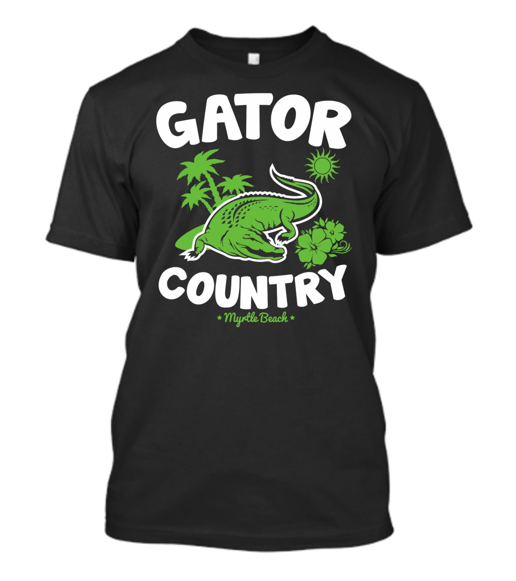 Gator Country Myrtle Beach South Carolina Palm Trees Sun Hibiscus T-Shirt