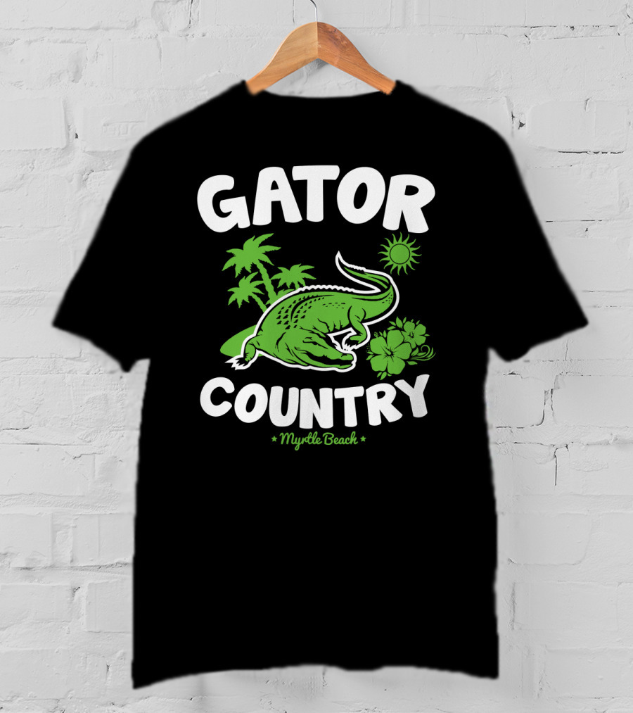 Gator Country Myrtle Beach South Carolina Palm Trees Sun Hibiscus T-Shirt