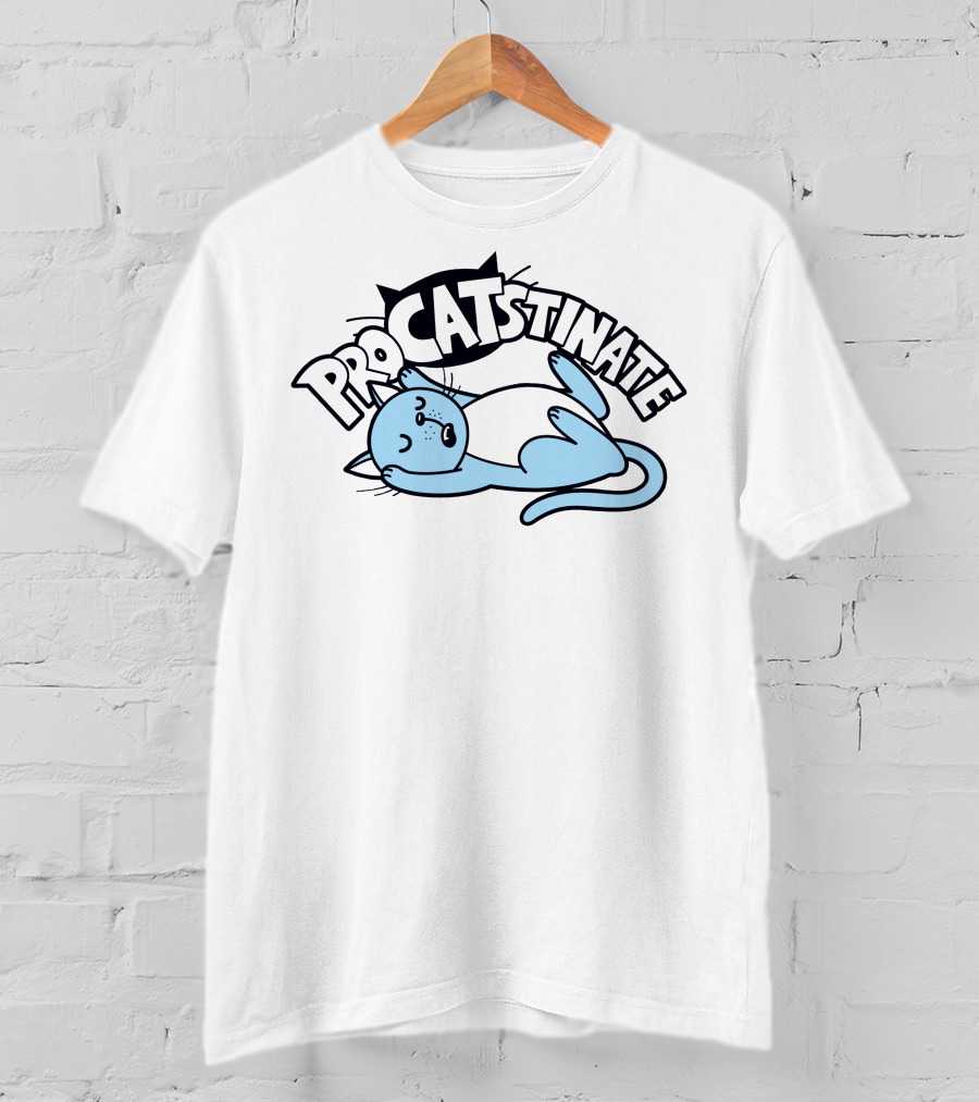 Procatstinate Lazy Blue Cat Relaxation T-Shirt