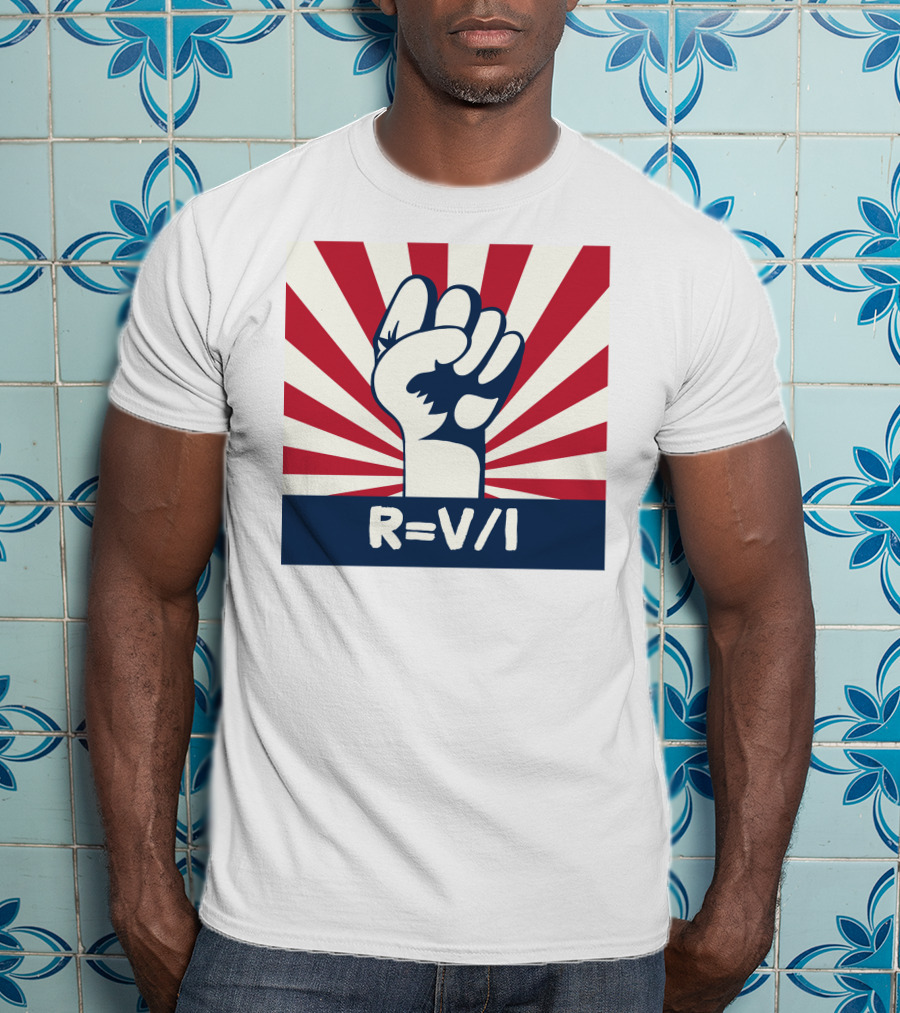RESIST FIST R=V/I Ohm's Law Of Resistance Sunburst Fist T-Shirt