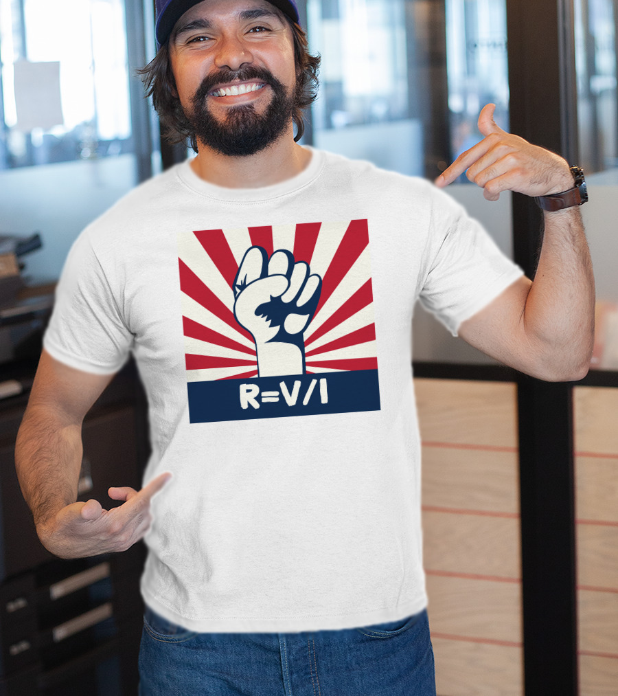 RESIST FIST R=V/I Ohm's Law Of Resistance Sunburst Fist T-Shirt