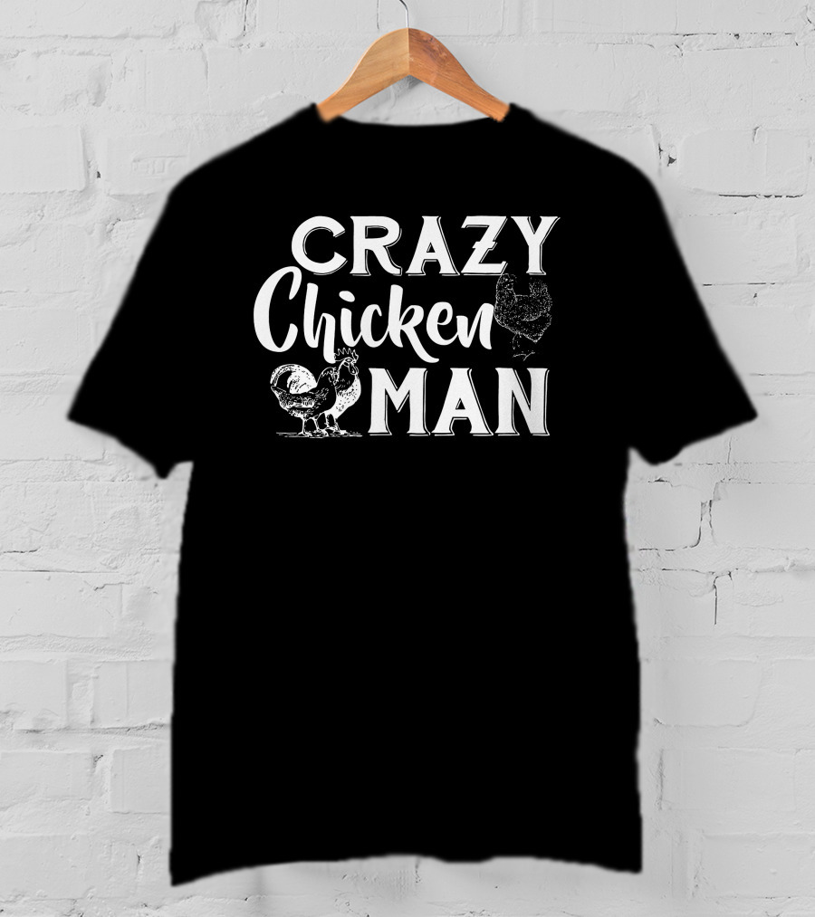 CRAZY CHICKEN MAN Retro Rooster Sketch T-Shirt